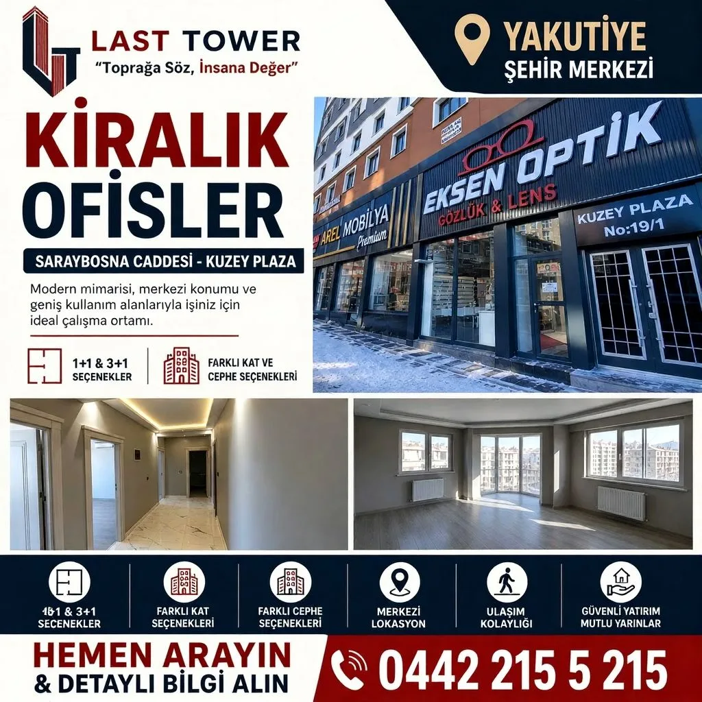 ERZURUM YAKUTIYE KİRALIK OFİS 90M² HAZIR - 1