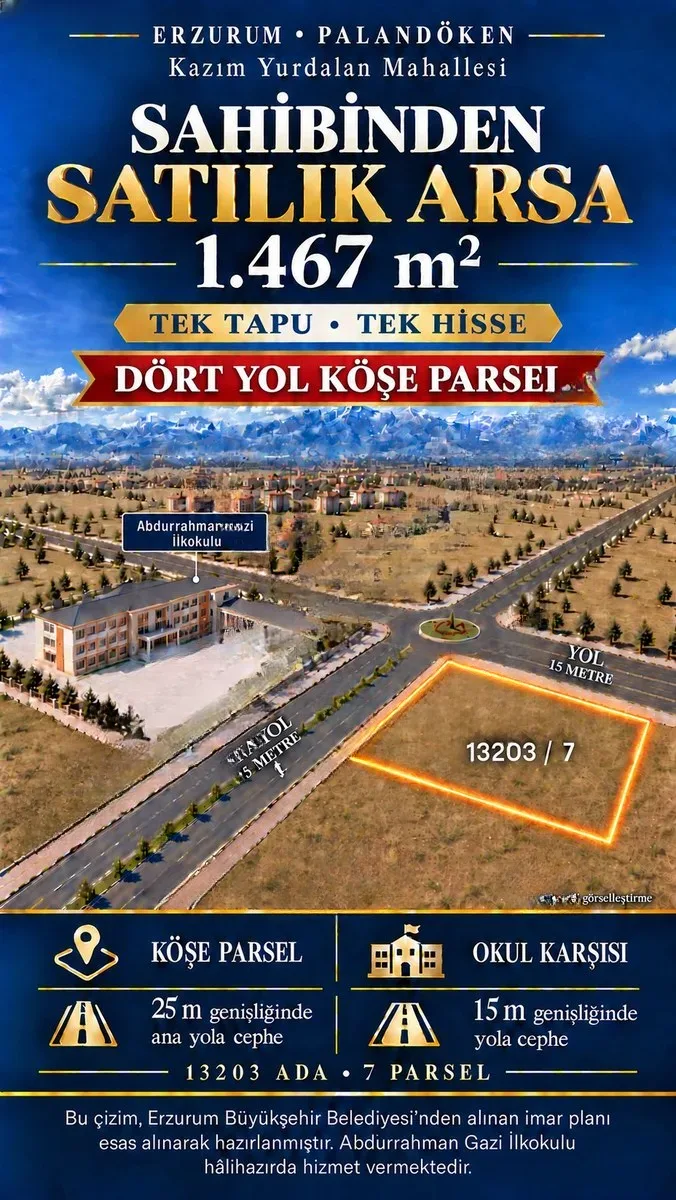 Palandöken Abdurrahman Gazi'de Satılık Arsa - Erzurum / Palandöken / Palandöken / Abdurrahman Gazi Arsa