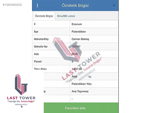 ERZURUM PALANDÖKEN SATILIK ARSA 1057M² VILLA İMARLI - Fotoğraf 6