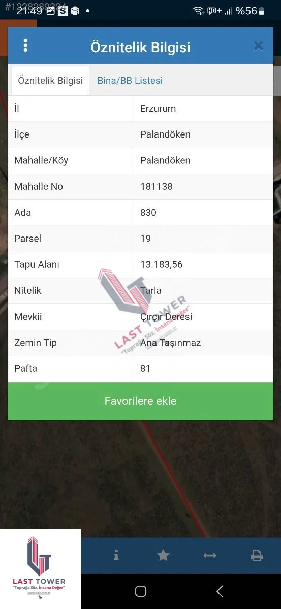 13183M² SATILIK ARSA ERZURUM PALANDÖKEN - Fotoğraf 2