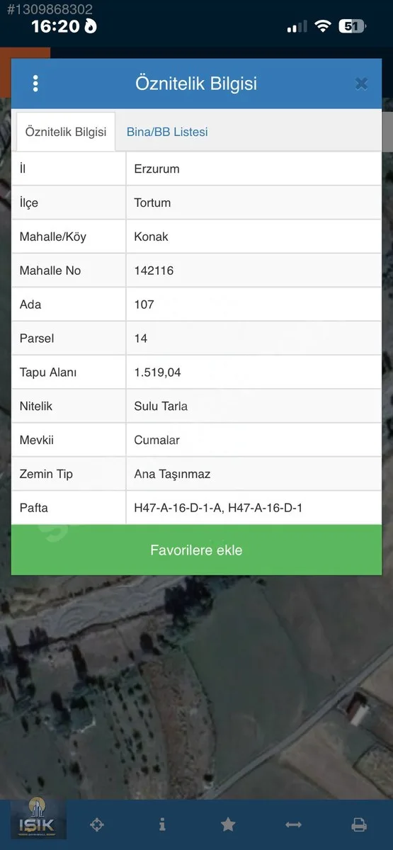 1519M² SATILIK KONAK ERZURUM TORTUM KONAK MAH. - 1